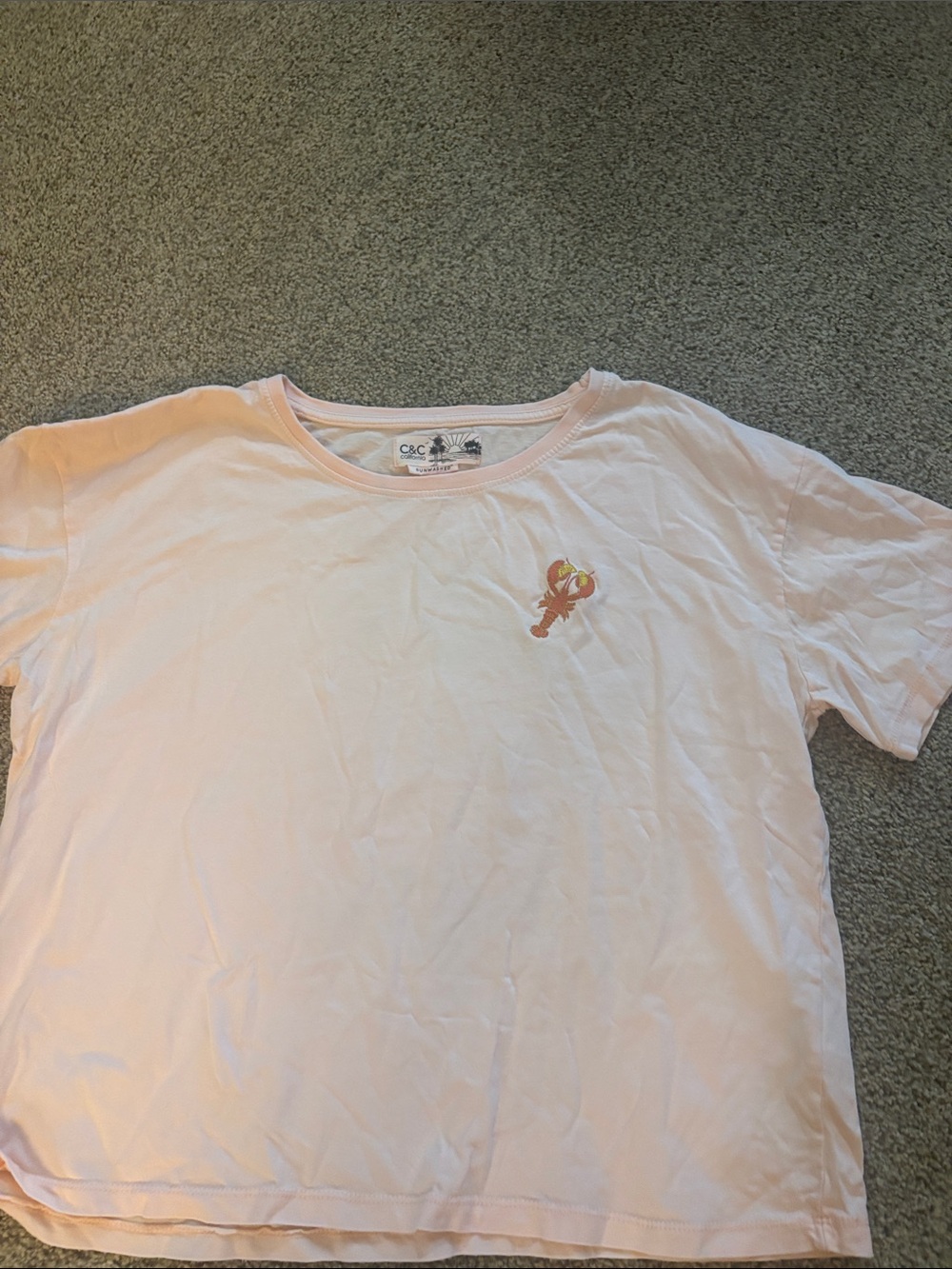 Women’s Pink Short Sleeve Tee with Lobster Graphic